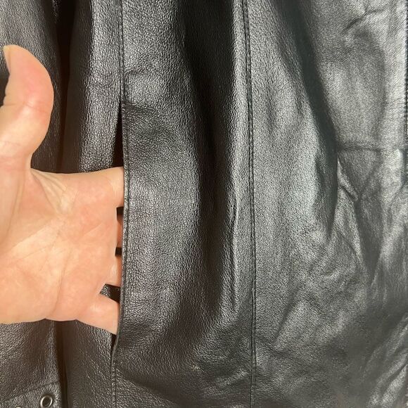 Vtg 80s JL Studio Leather Black Jacket Boho Size 16W - Picture 9 of 16